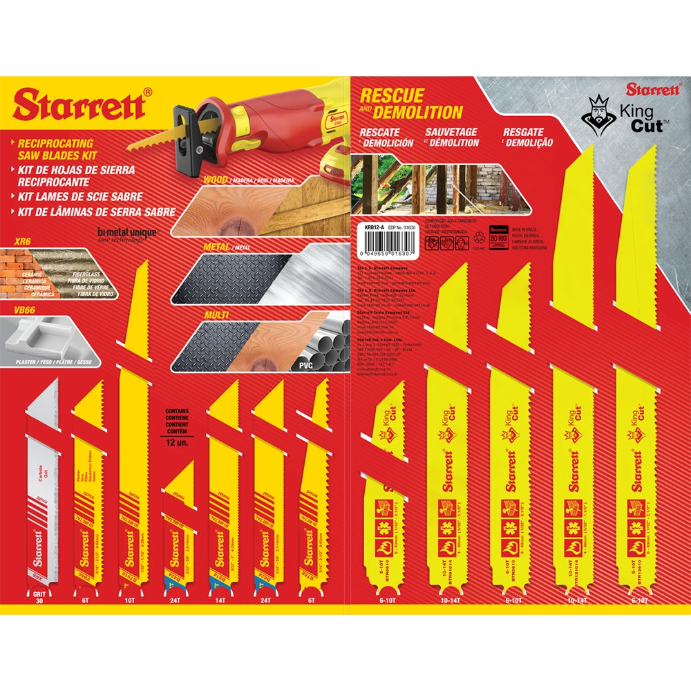 Combo KIT – 12 Pcs – KING CUT – Reciprocating Blades – Starrett 3 Combo KIT – 12 Pcs – KING CUT – Reciprocating Blades – Starrett