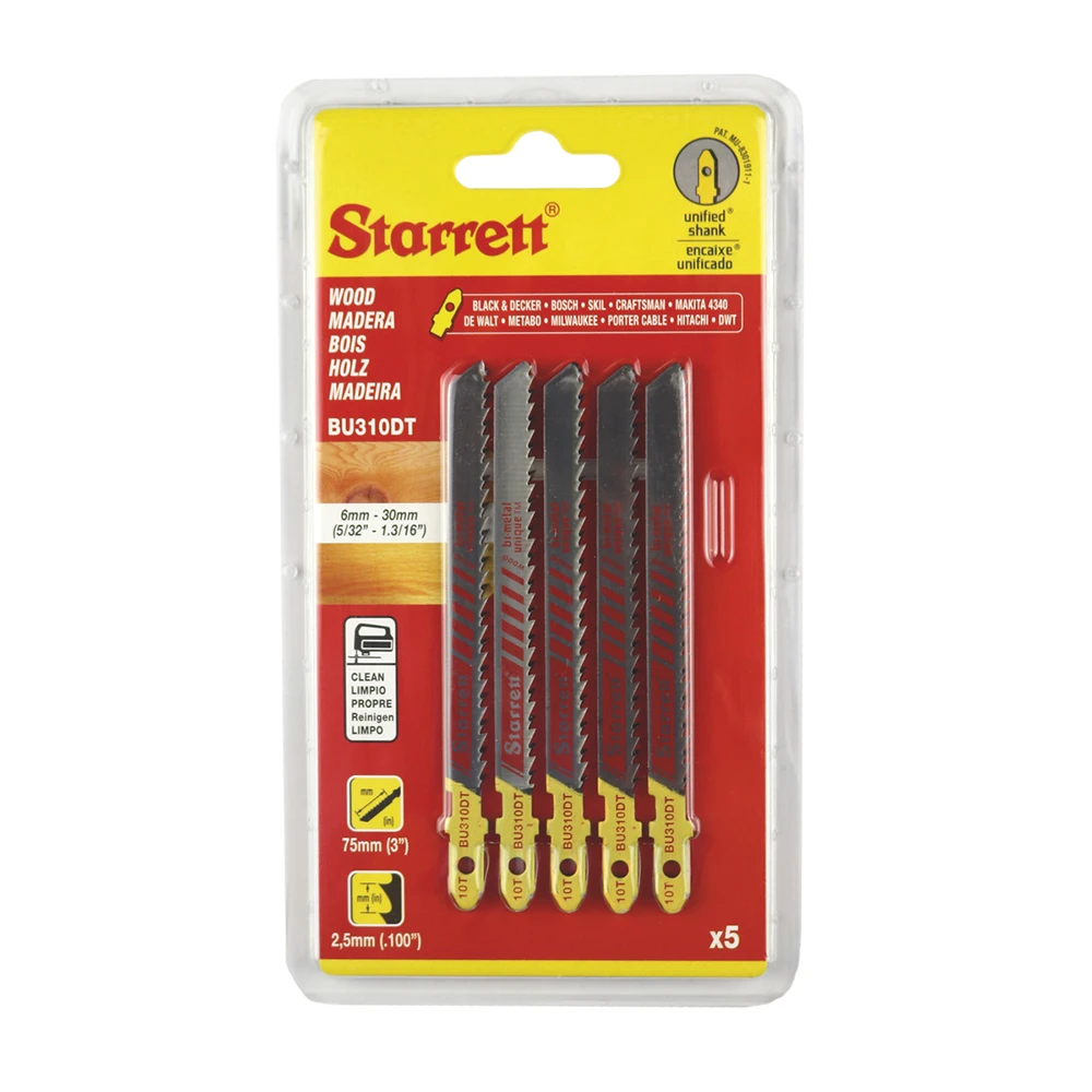 Clean Cut Wood – Downstroke – 5 Pcs – 10 TPI – 6-30 Mm – Jigsaw Blades 3 Clean Cut Wood – Downstroke – 5 Pcs – 10 TPI – 6-30 Mm – Jigsaw Blades